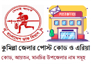 কুমিল্লা জেলার পোস্ট কোড ও এরিয়া কোড, আয়তন, মানচিত্র উপজেলার নাম সমূহ