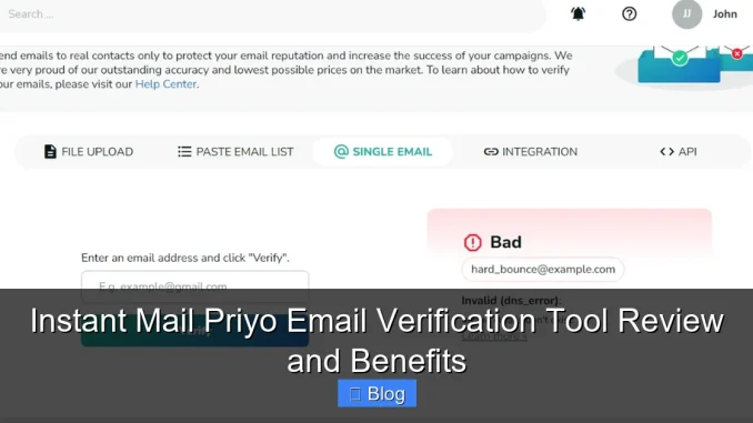 Instant Mail Priyo Email Verification Tool Review and Benefits