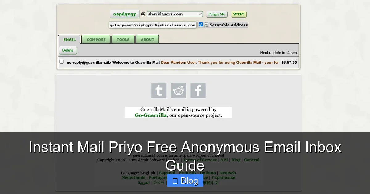 Instant Mail Priyo Free Anonymous Email Inbox Guide