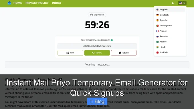 Instant Mail Priyo Temporary Email Generator for Quick Signups