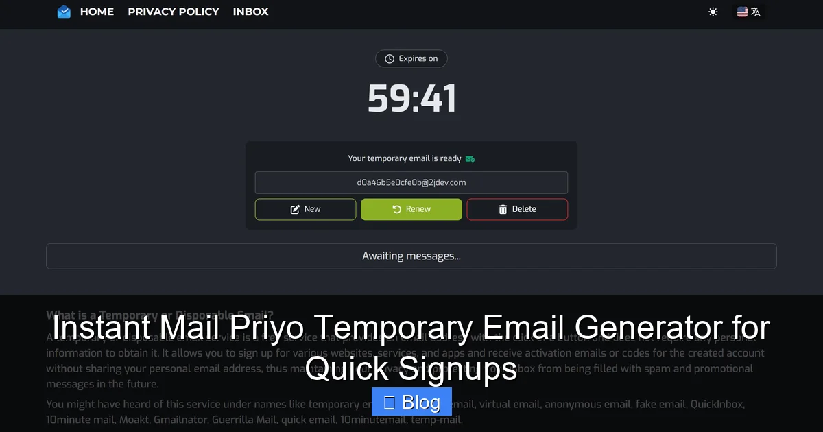 Instant Mail Priyo Temporary Email Generator for Quick Signups