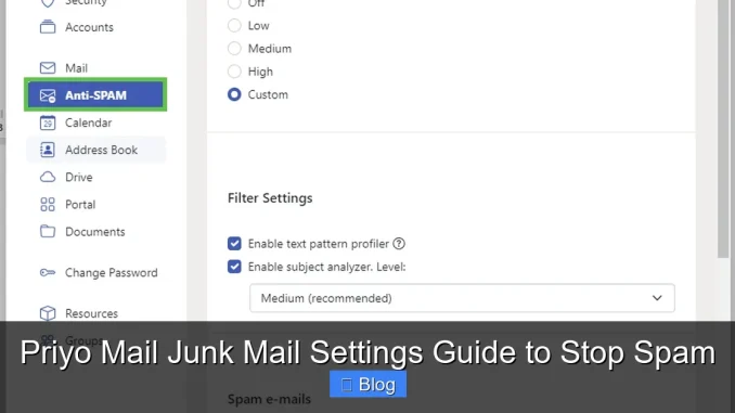 Priyo Mail Junk Mail Settings Guide to Stop Spam