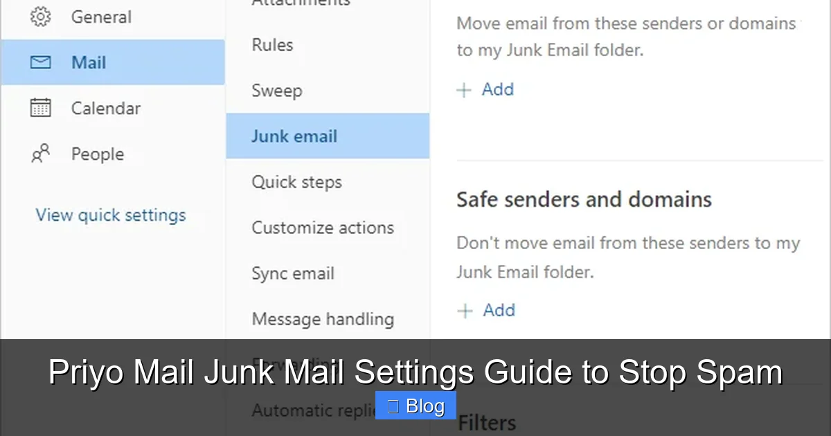 Priyo Mail Junk Mail Settings Guide to Stop Spam
