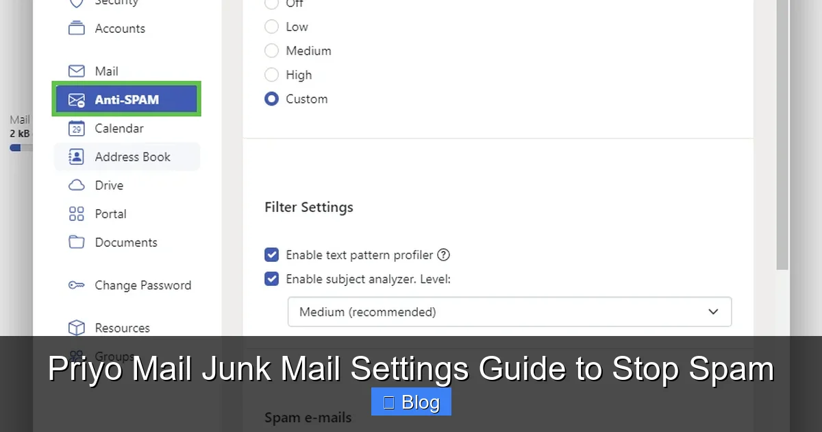 Priyo Mail Junk Mail Settings Guide to Stop Spam